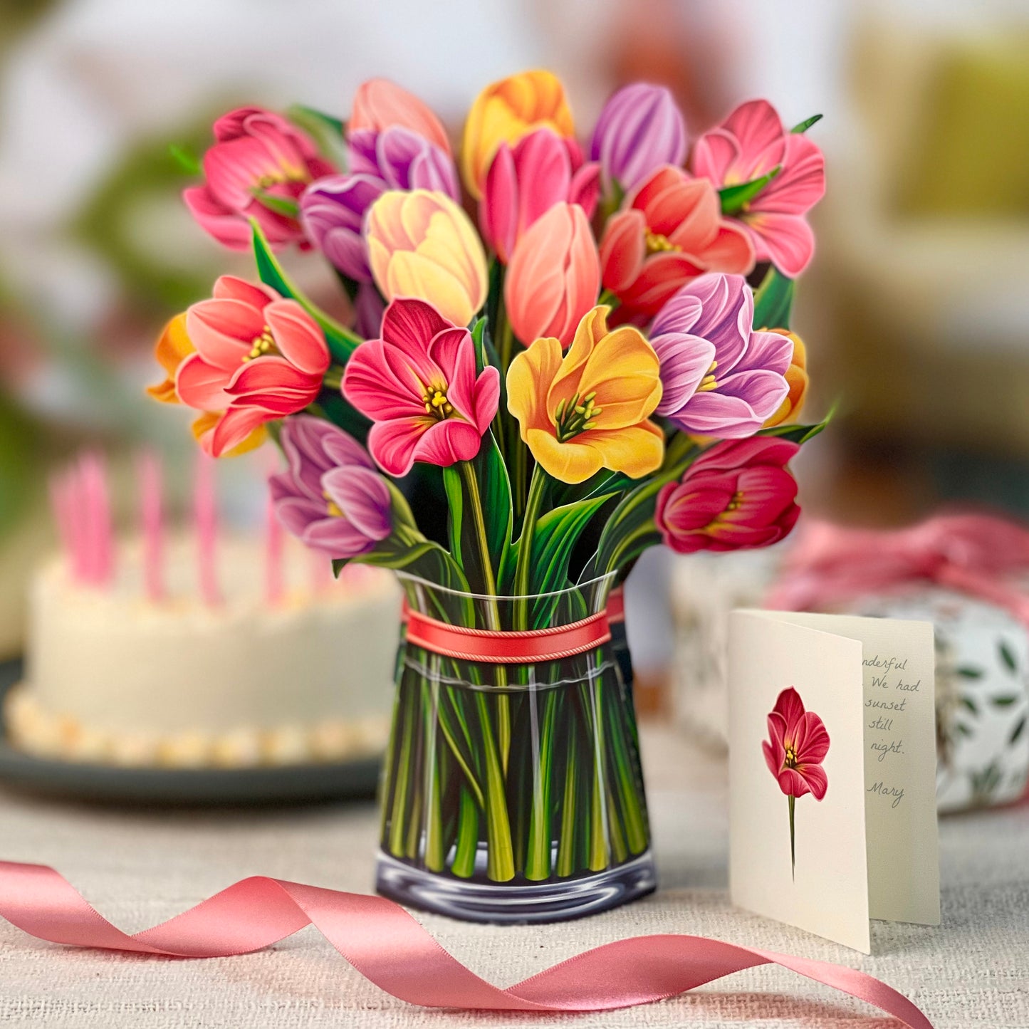 Festive Tulips Pop Up Flower Bouquet