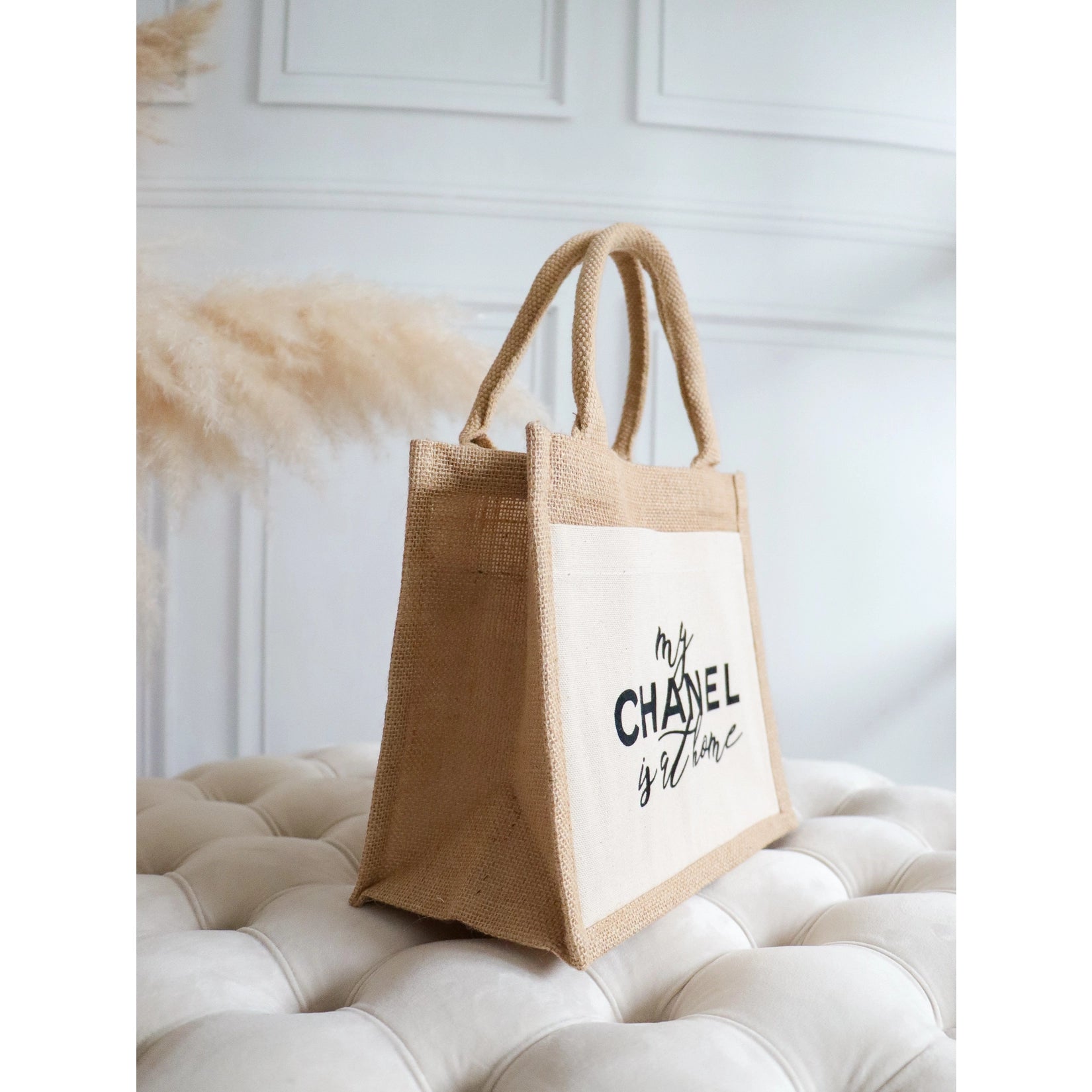 Burlap Fashion Bag Canvas, Tan, Medium – Janine's Boutique