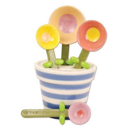 Flower Pot Measuring Spoons, Set of 5, 3.5", Ceramic - Mother's Day