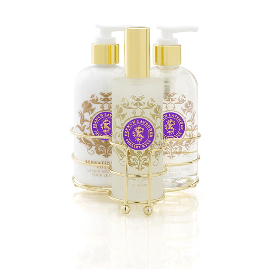 French Lavender Three Piece Caddy - Hand Soap and Body Lotion