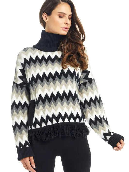 Fringe Turtleneck Sweater