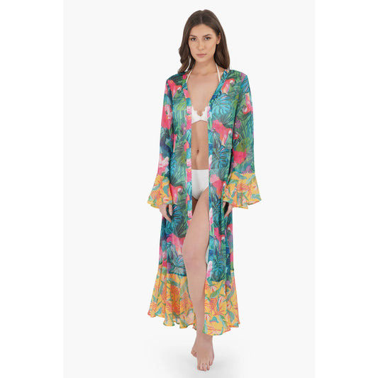 Green Tropical Forest Chiffon Cover Up