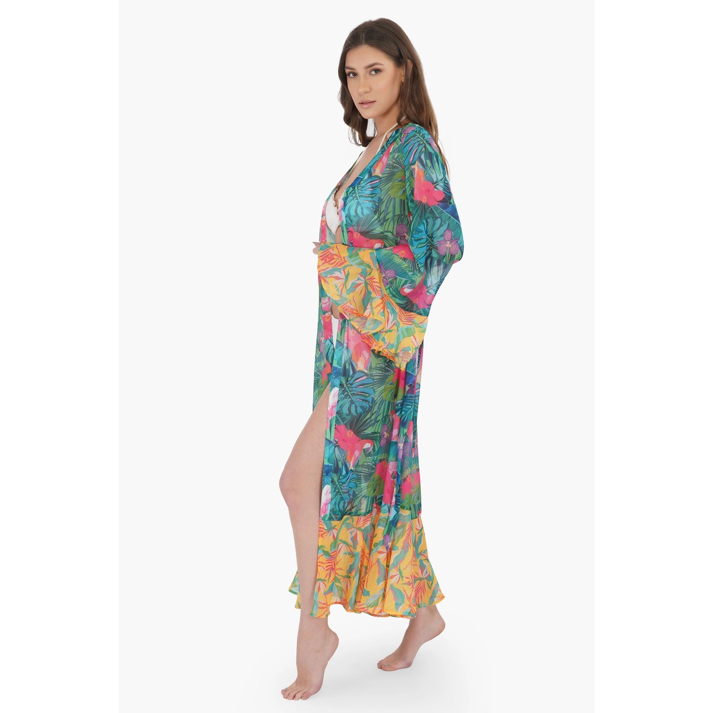 Green Tropical Forest Chiffon Cover Up