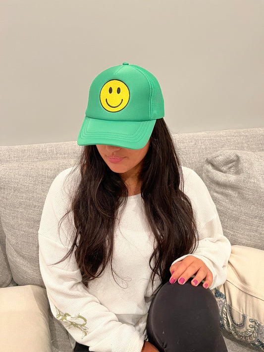 Eisley Smile Trucker Hat Solid Green