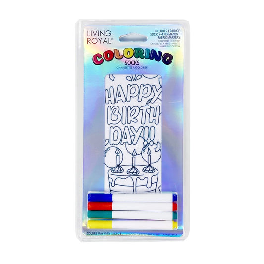 Happy Birthday Coloring Socks