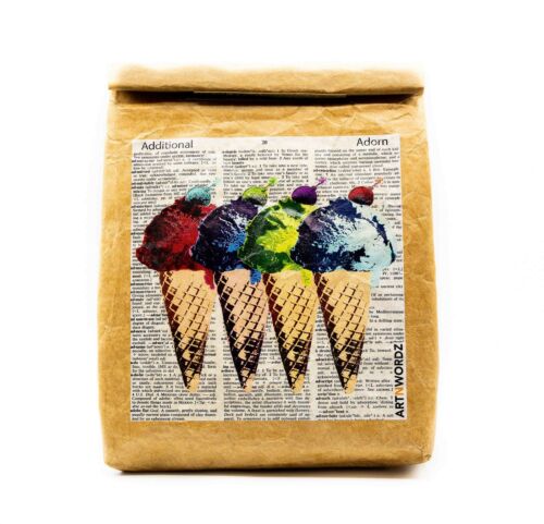I-Scream - Reusable & Insulated Tyvek Paper Kraft Art Lunch Bag – 8 hours Hot or Cold