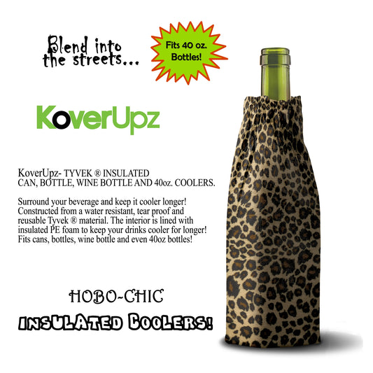 Koverupz Tyvek Leopard Art Insulated Wine Bottle/40oz