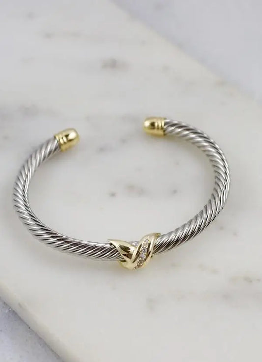 Krista Two Tone Cable Bracelet Gold-Silver