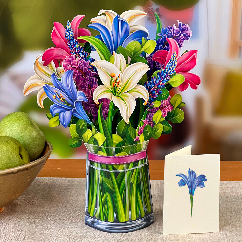 Lilies & Lupines Pop Up Flower Bouquet