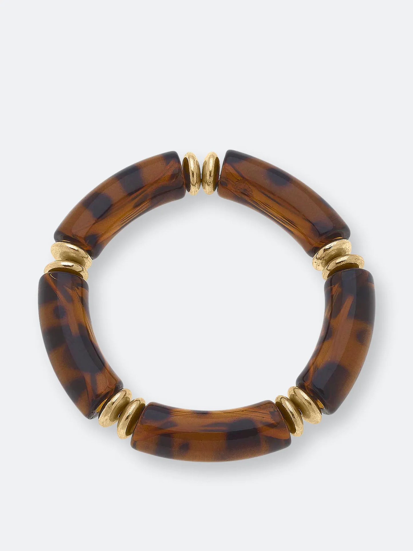 Lelani Resin Disc Stretch Bracelet in Leopard