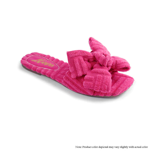Malibu Pink Terry Cloth Bow Sandals/Shoes