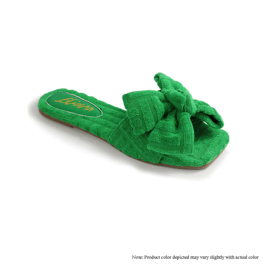Kelly Green Terry Cloth Bow Sandals/Shoes