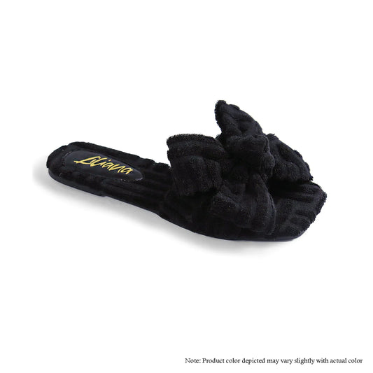 Black Terry Cloth Bow Sandals/Shoes