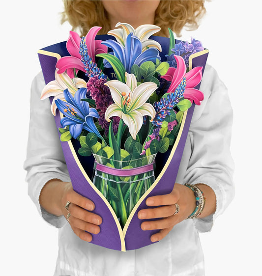 Lilies & Lupines Pop Up Flower Bouquet