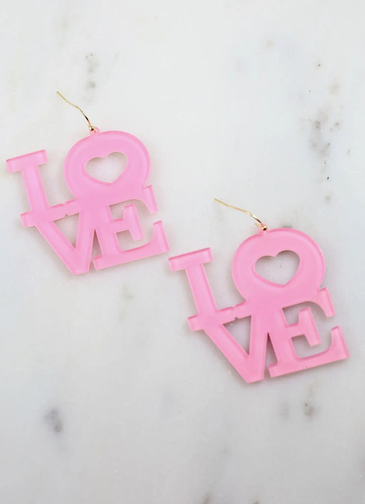 Love Acrylic Earring Pink