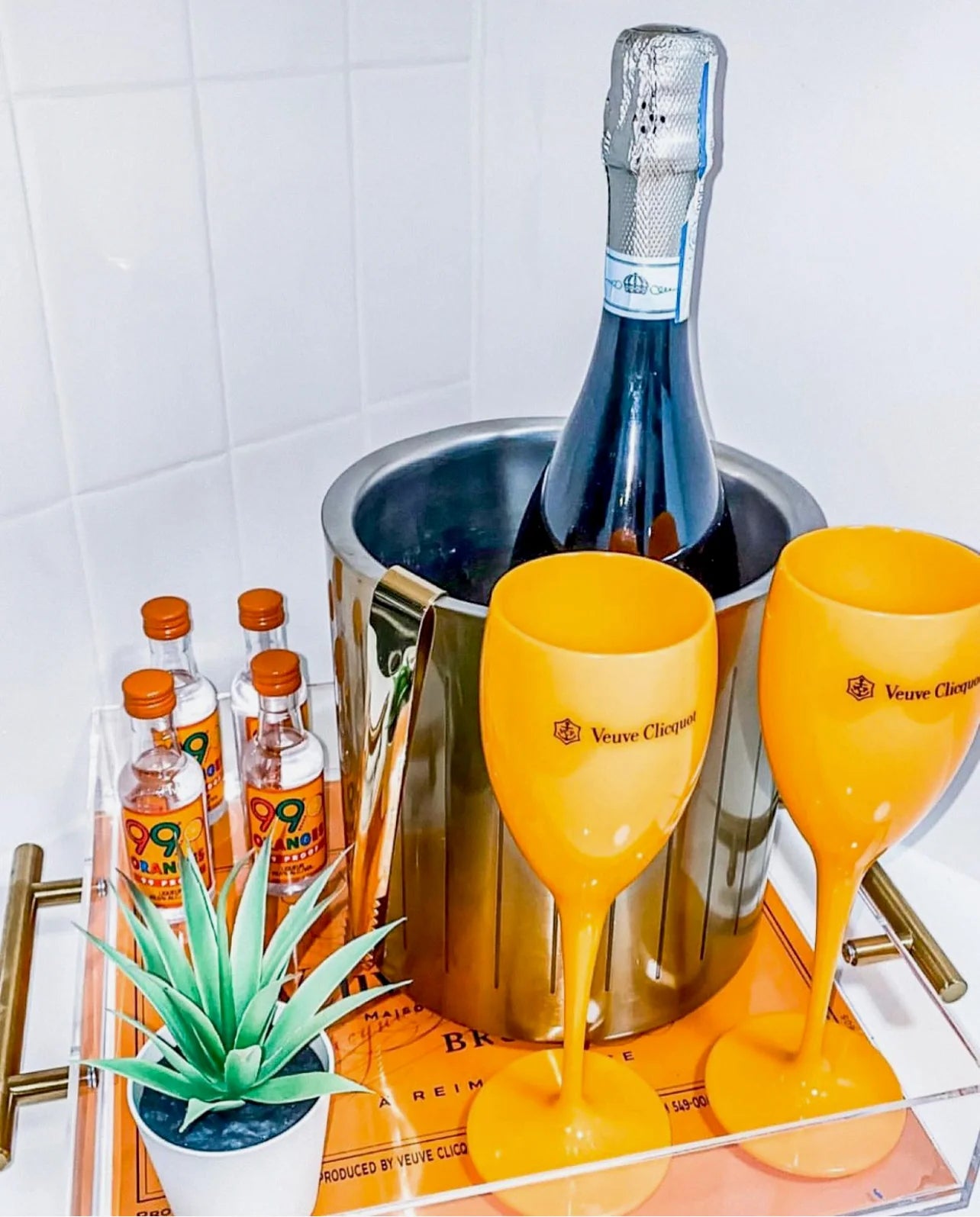 Orange or Pink Champagne Flute