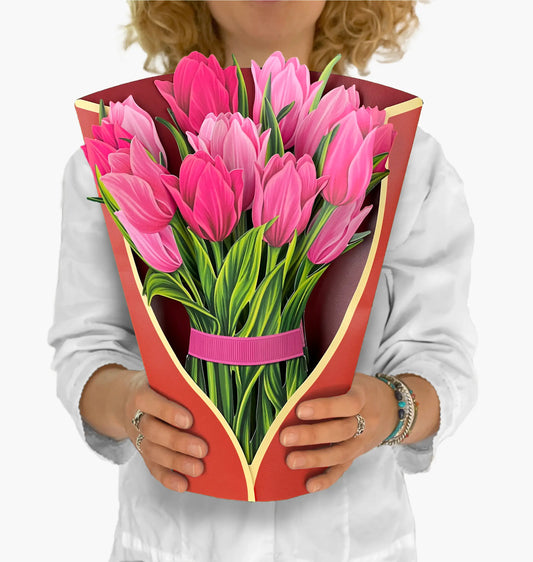 Pink Tulips Pop Up Flower Bouquet