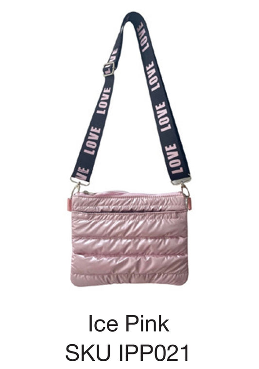 Puffer Pink Ice Metallic 4-in-1 Bag with LOVE Guitar Strap