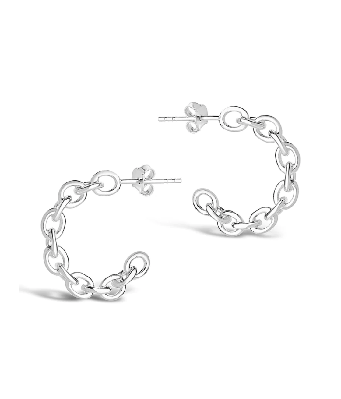 Sterling Silver Delicate Chain Hoops