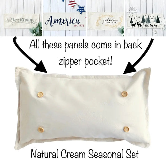 Natural Cream Pillow (comes with foam insert and these 4 panels in back pocket)
