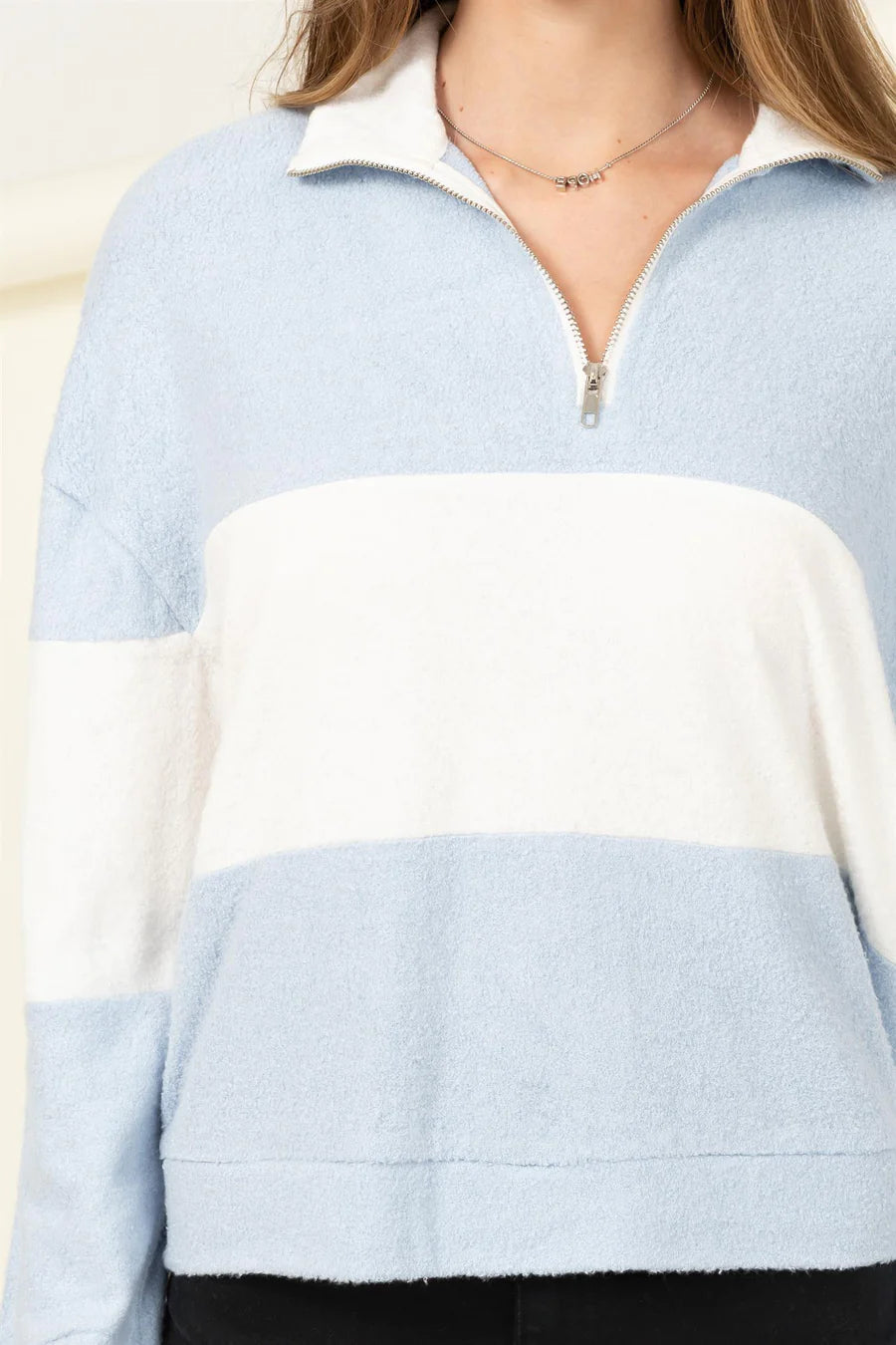 Time Out Collared Pullover Sweatshirt in Artic Blue