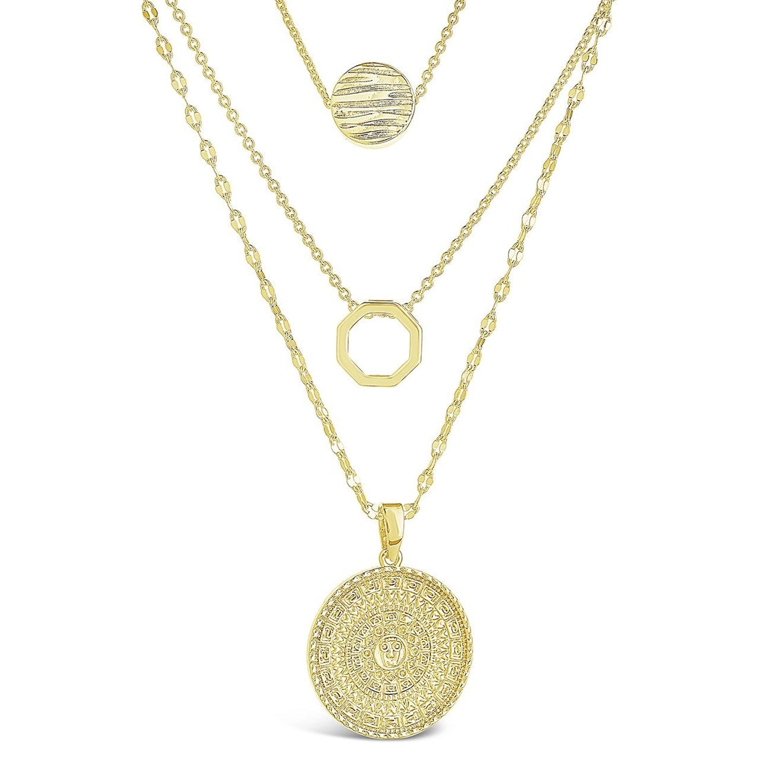 Textured Disc Layered Chain Necklace
