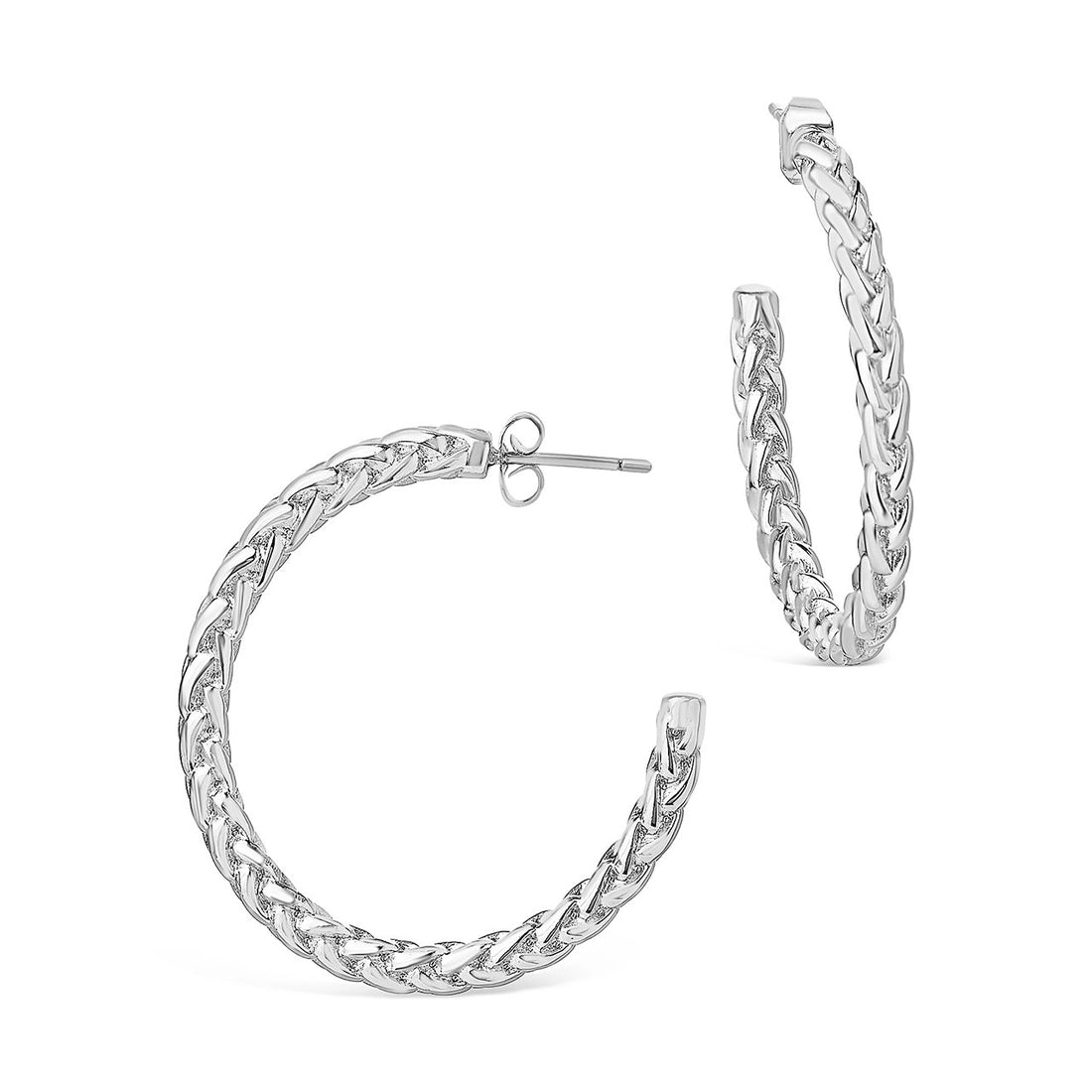 Thick Braided Rope Chain Hoop Earrings