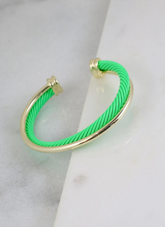 Tobias Double Cable Bracelet Lime Green
