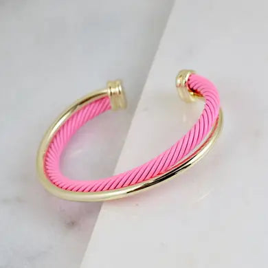 Tobias Double Cable Bracelet Pink