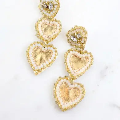 Vickie Embellished Heart Earring Gold