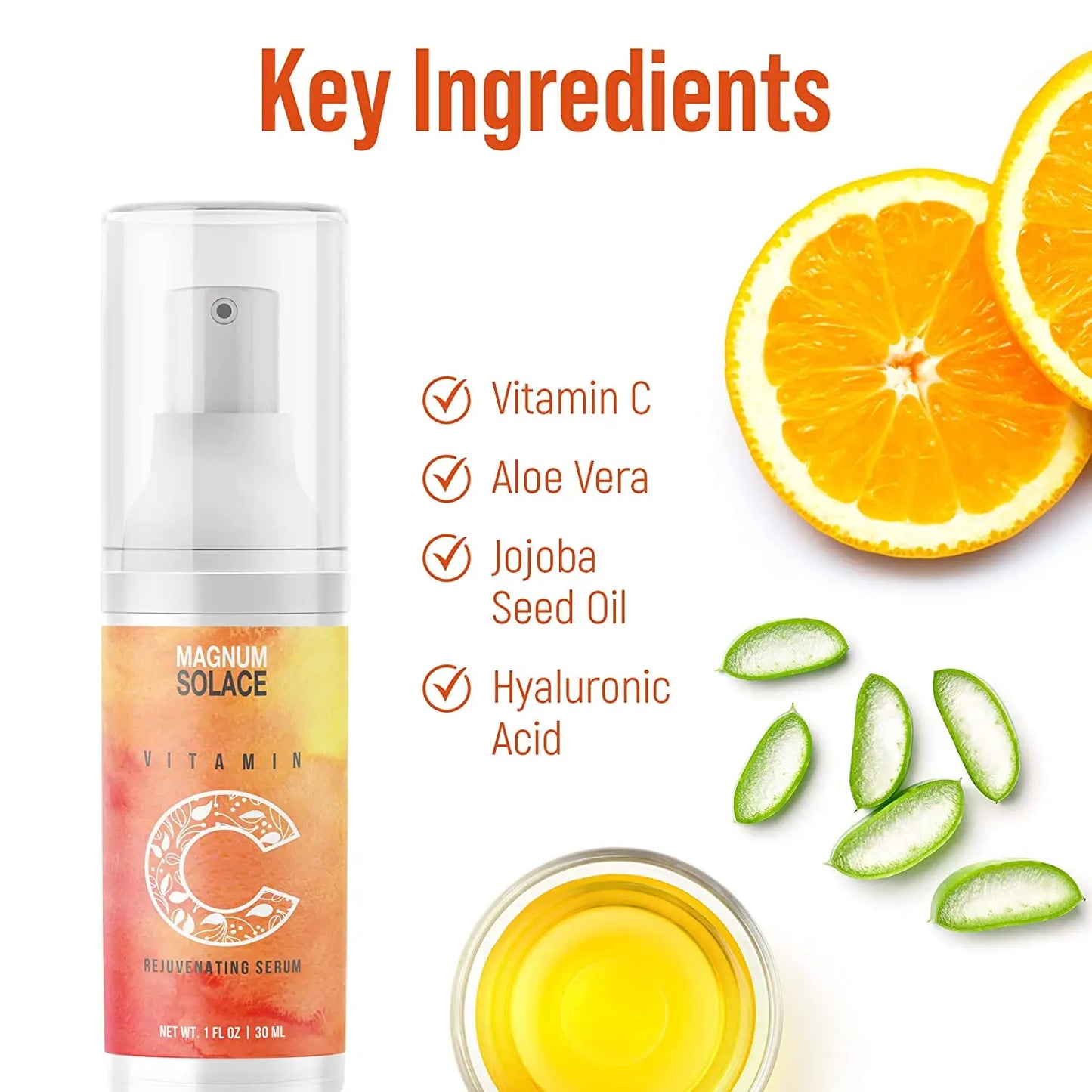Vitamin C Face Serum – Hyaluronic Acid, Aloe Vera, Jojoba