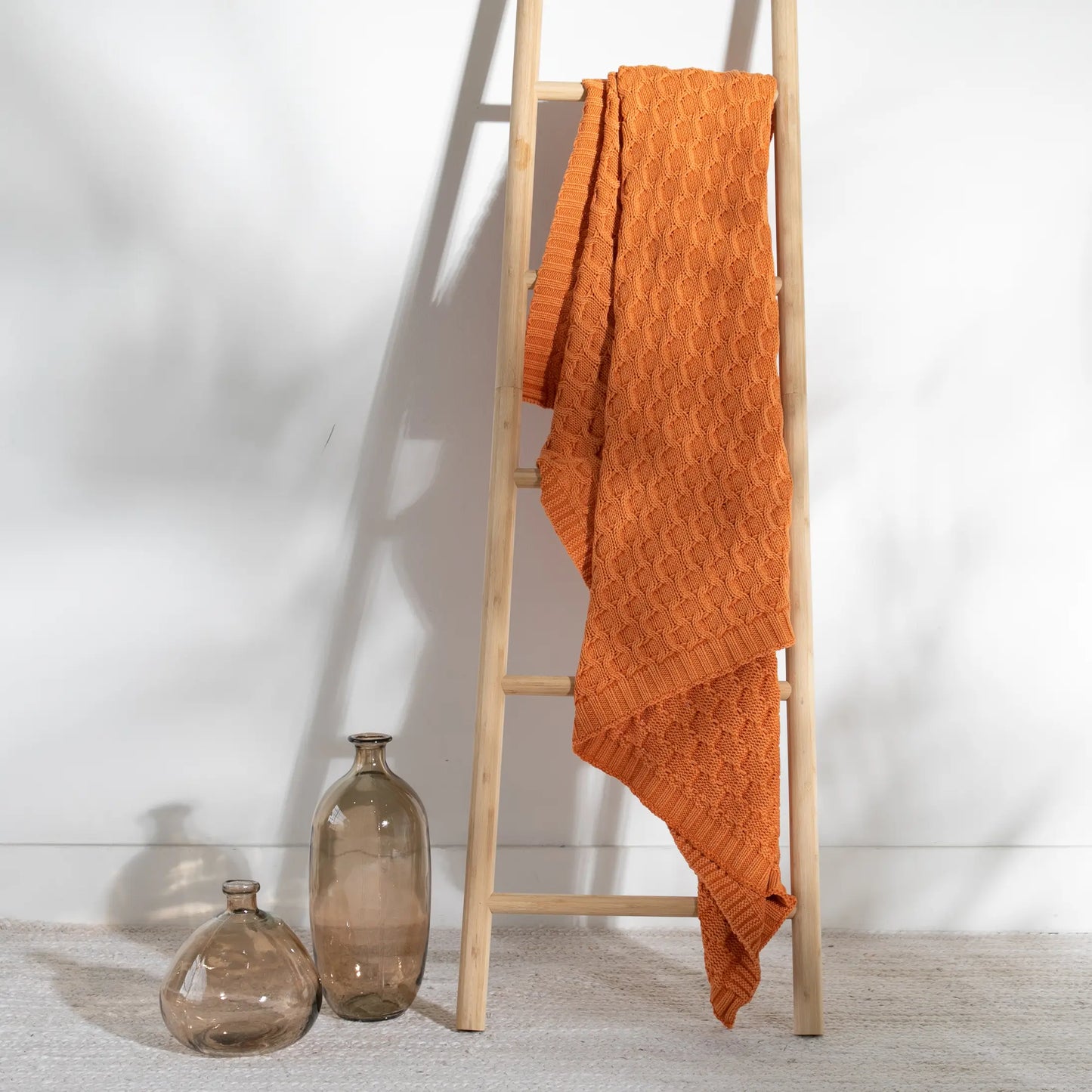 Washed curvy - orange - 100% cotton throw blanket
