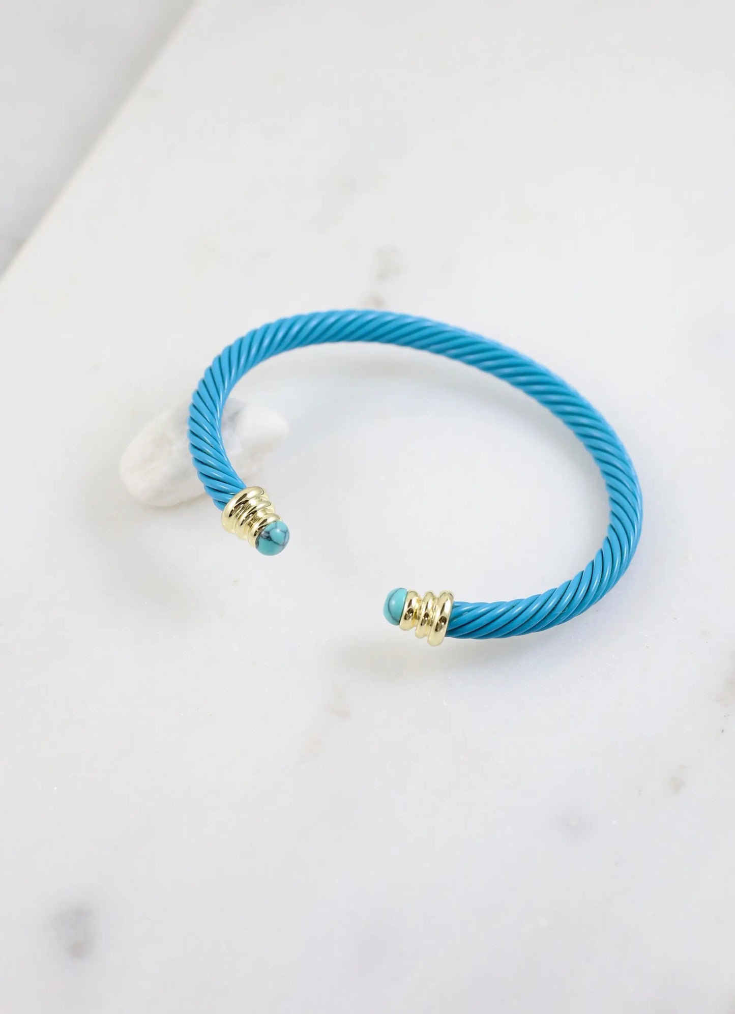 Windham Cable Cuff Bracelet with Accent Ends Blue