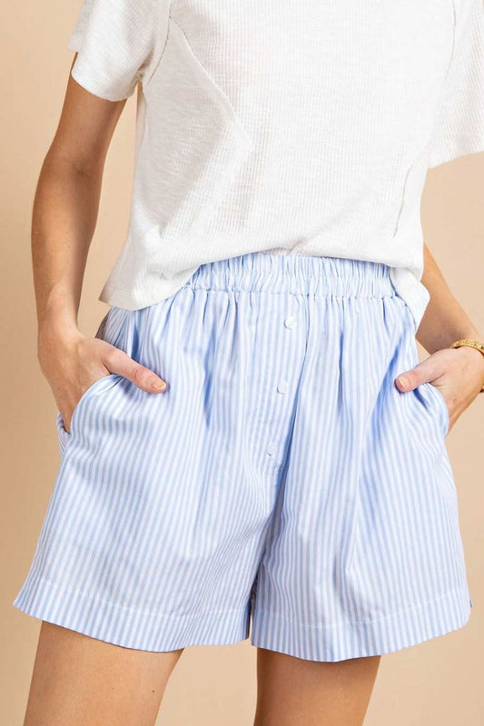 Cotton Voile Boxer Striped Shorts in 3 Colors