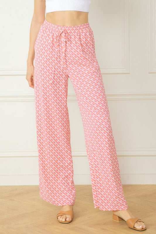 Lightweight Print Pants in Pink