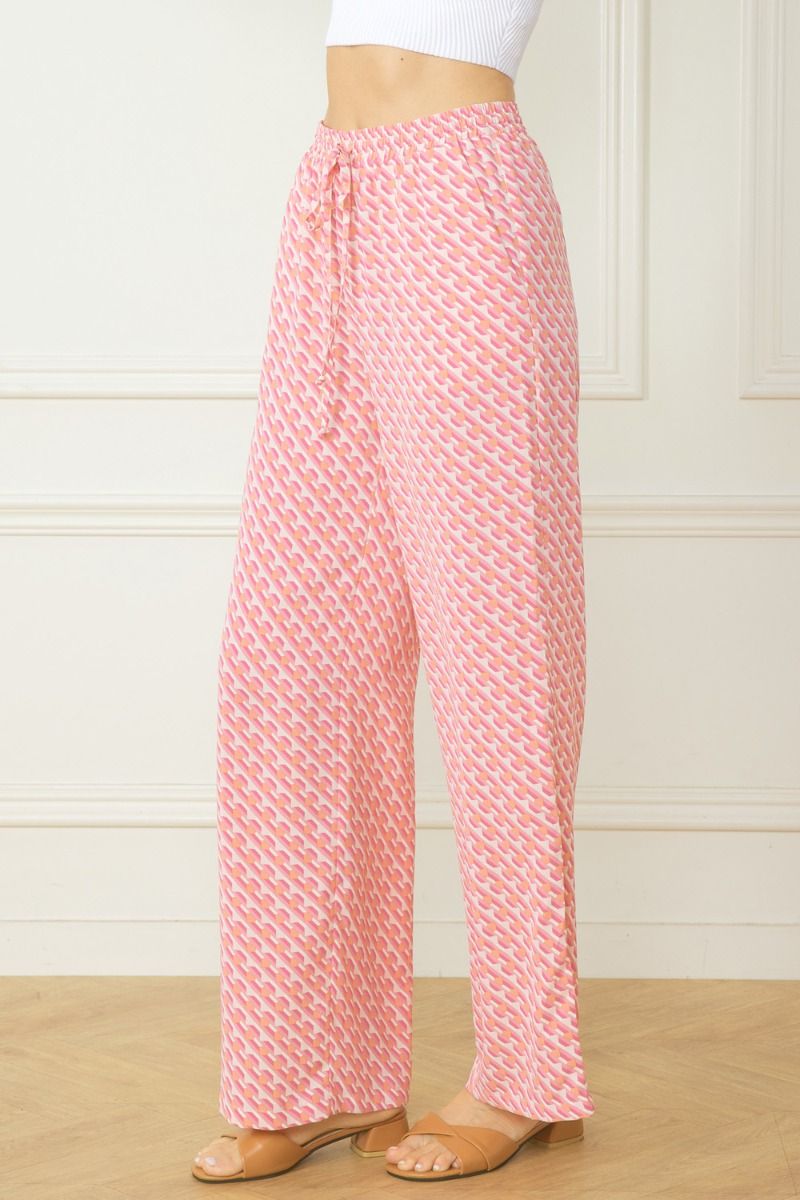 Lightweight Print Pants in Pink