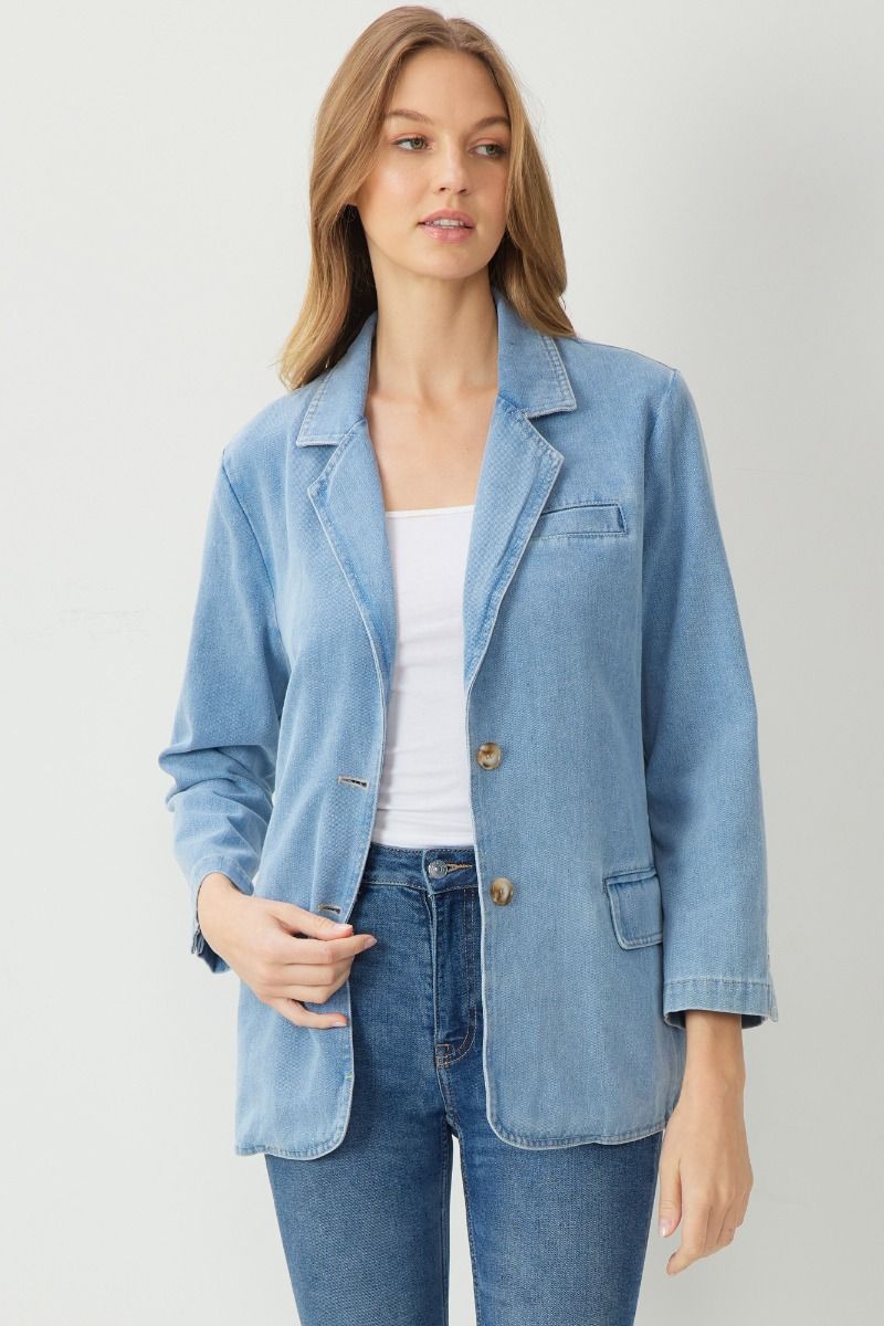 Denim Blazer with Pockets