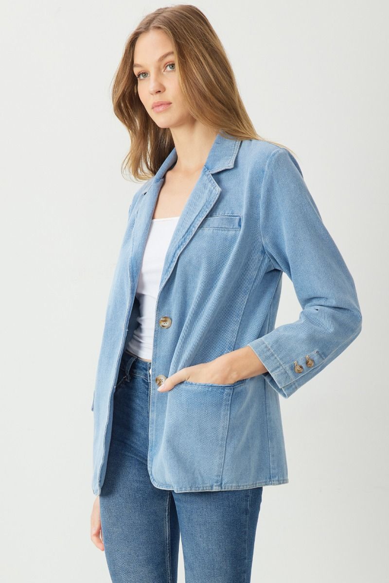 Denim Blazer with Pockets