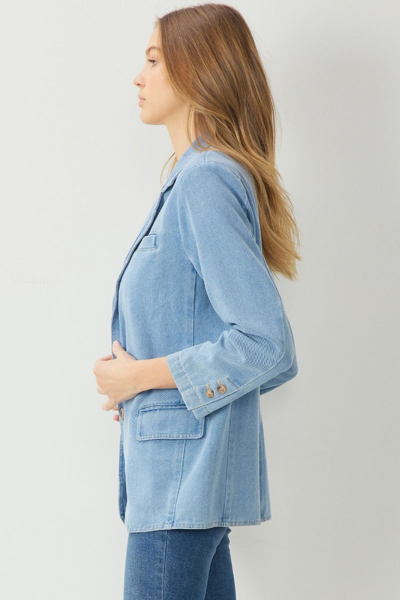 Denim Blazer with Pockets