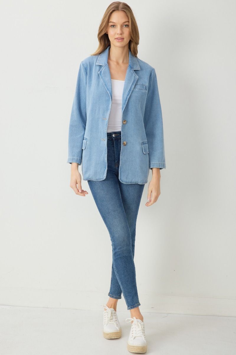 Denim Blazer with Pockets