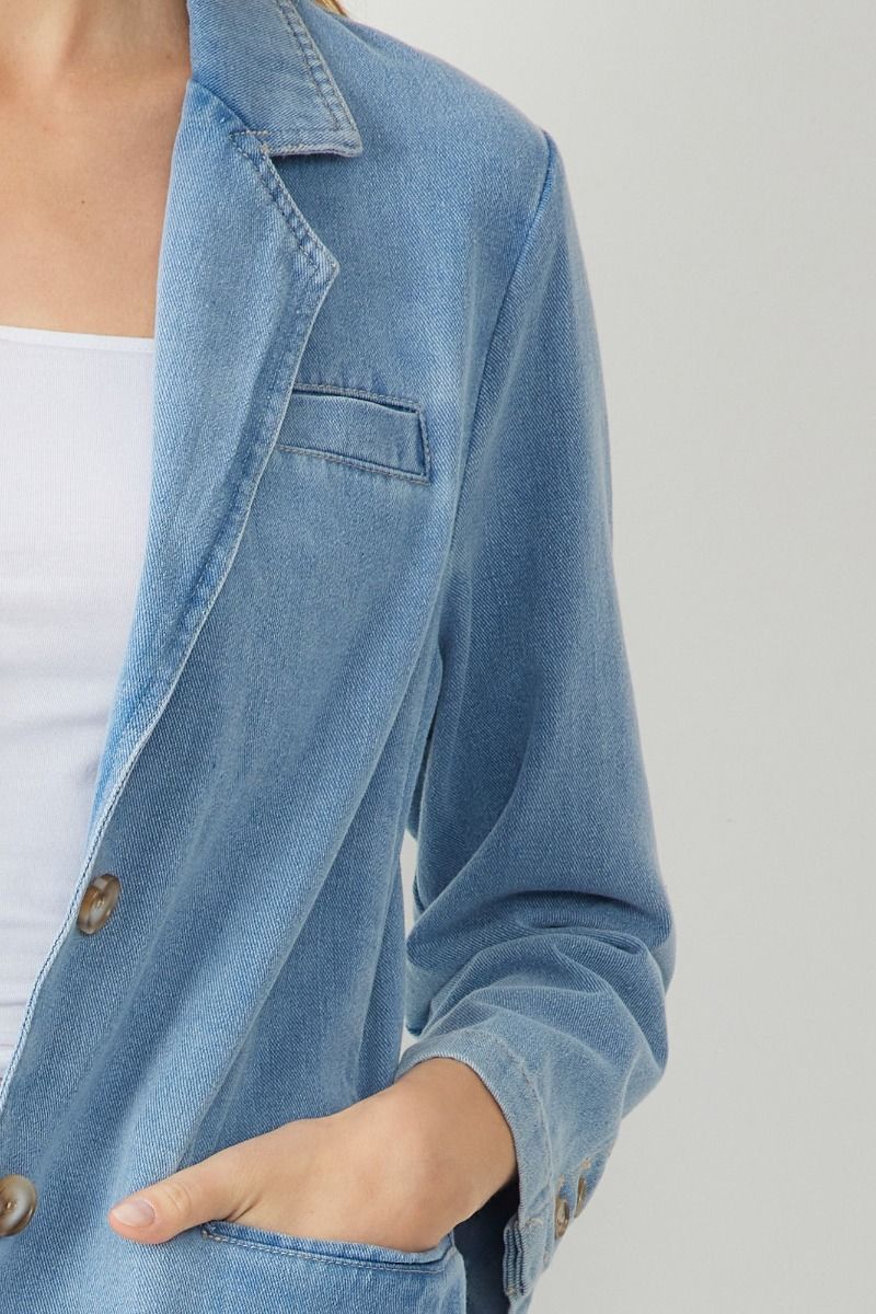 Denim Blazer with Pockets