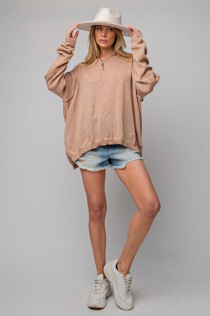 Knitted Solid Sweater in Light Mocha