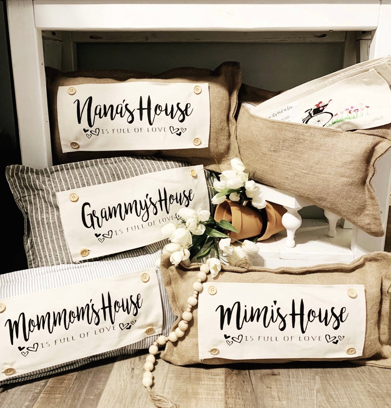 Nona's, Mimi’s, Nana's house pillow panel